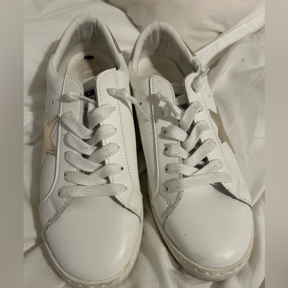 Vintage Havana White Leather Star Sneakers with Beige Star